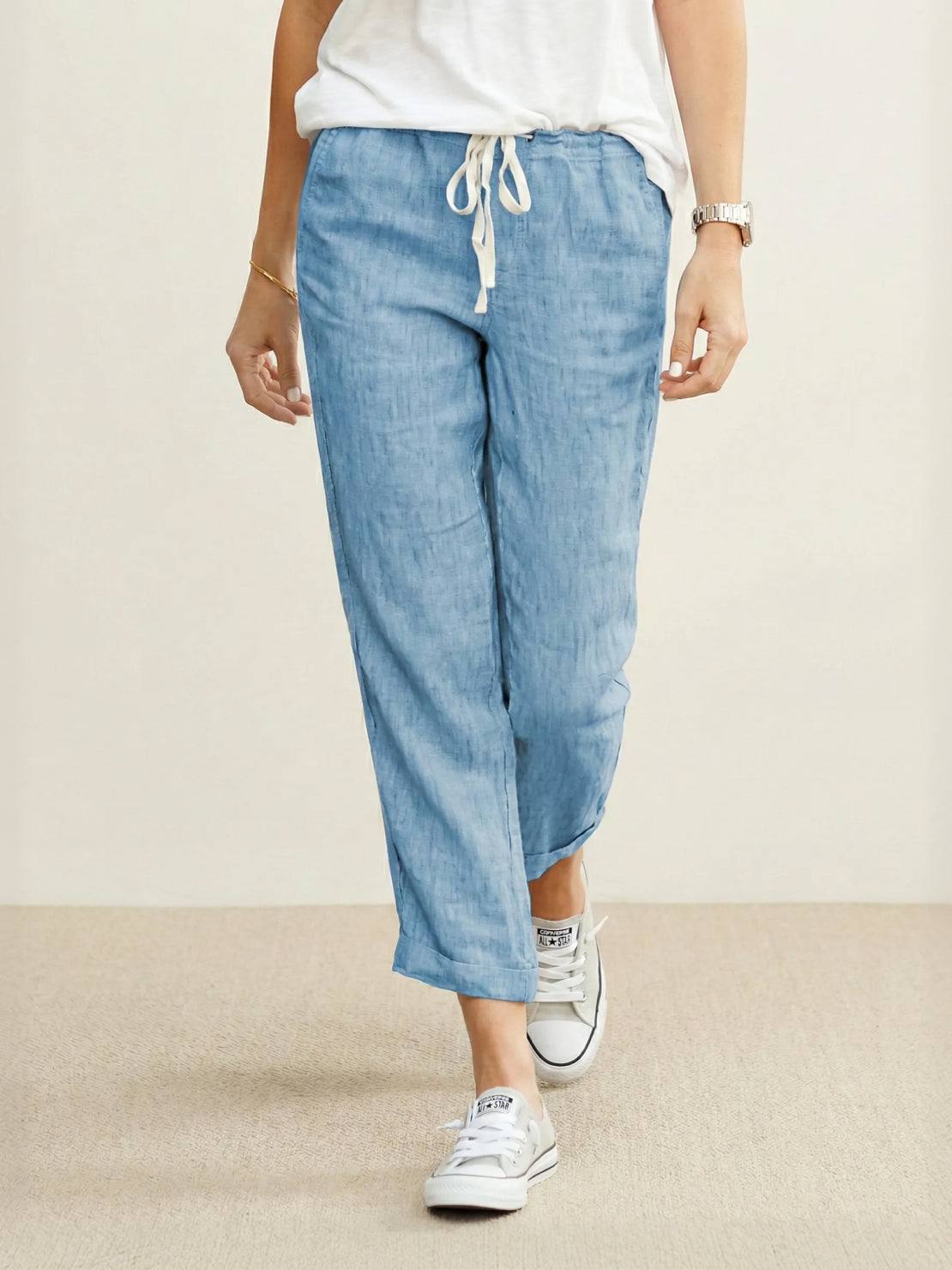 Women's Slim Fit Drawstring Waist Casual Summer Trousers