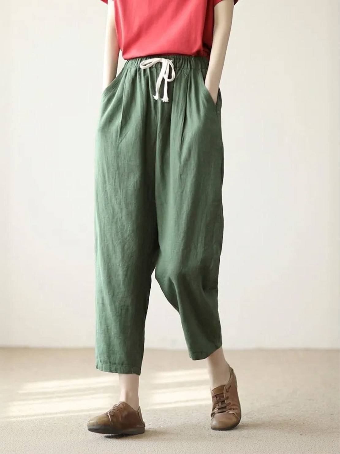 Women's Slim Fit Drawstring Waist Casual Summer Trousers