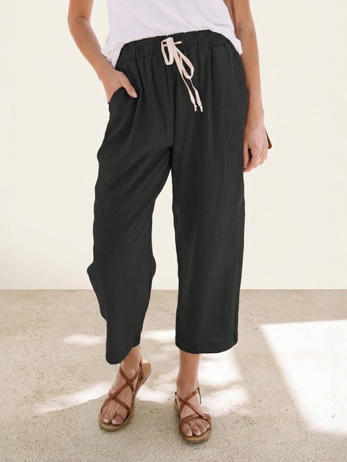 Women's Slim Fit Drawstring Waist Casual Summer Trousers