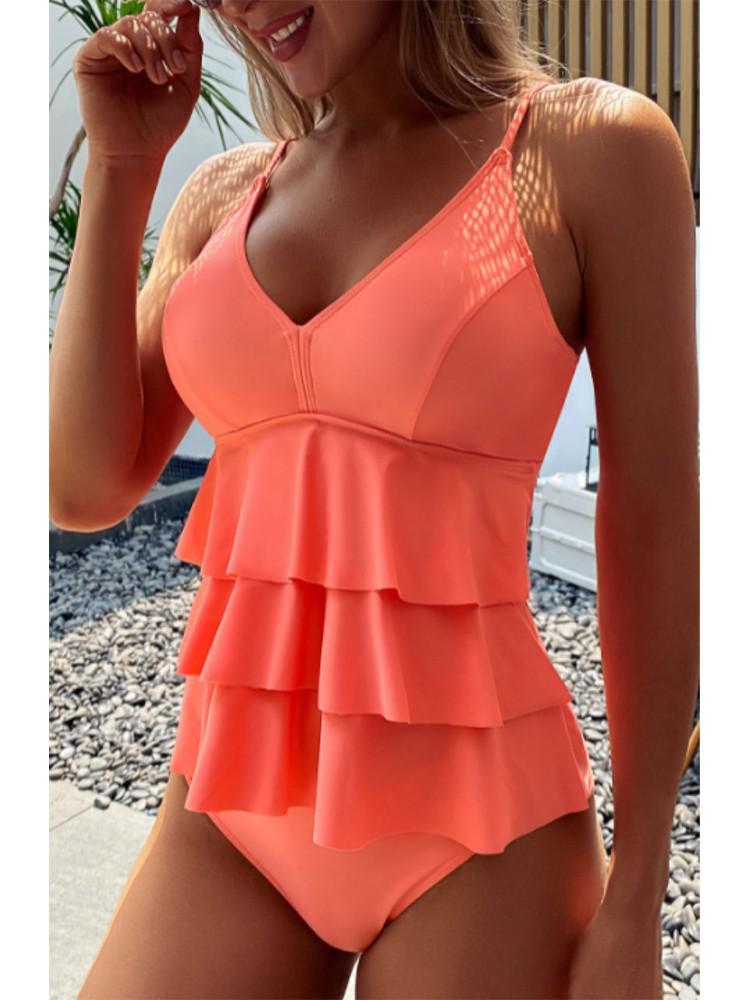 Women's Summer Swimsuit with V-Neck and Flattering Ruffles