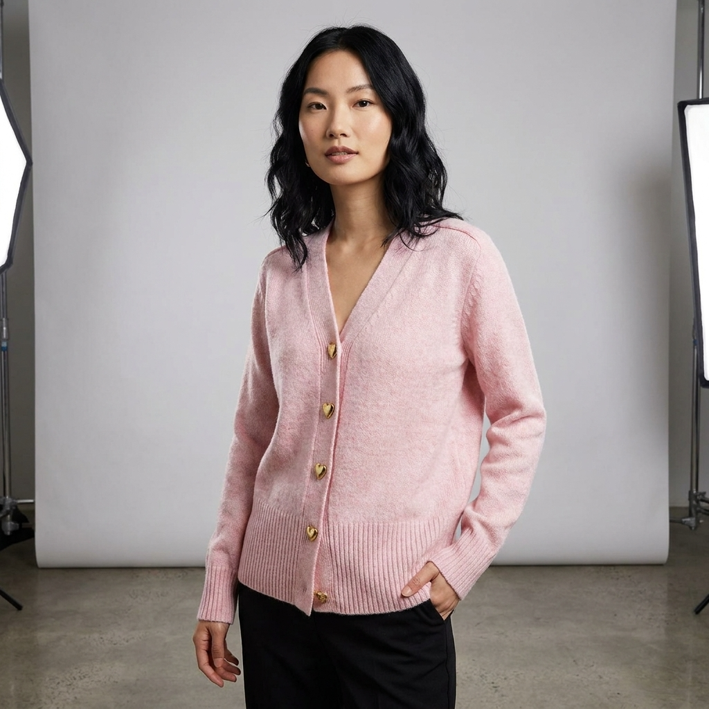 Cardigan Women Regular Fit V-Neck Button Closure Long Sleeves Casual Autumn
