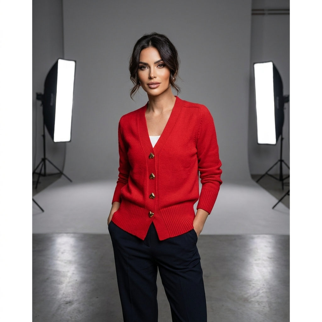 Cardigan Women Regular Fit V-Neck Button Closure Long Sleeves Casual Autumn