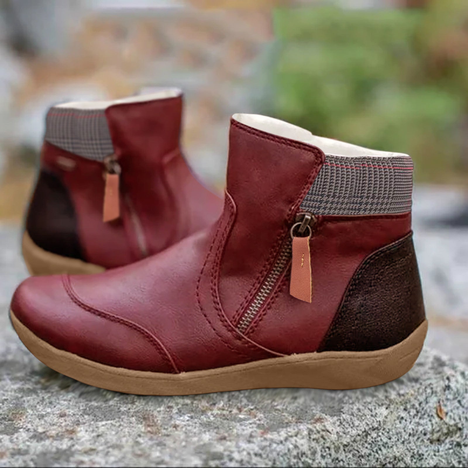 Women's Ankle Boots with Zipper and Comfortable Soft Sole