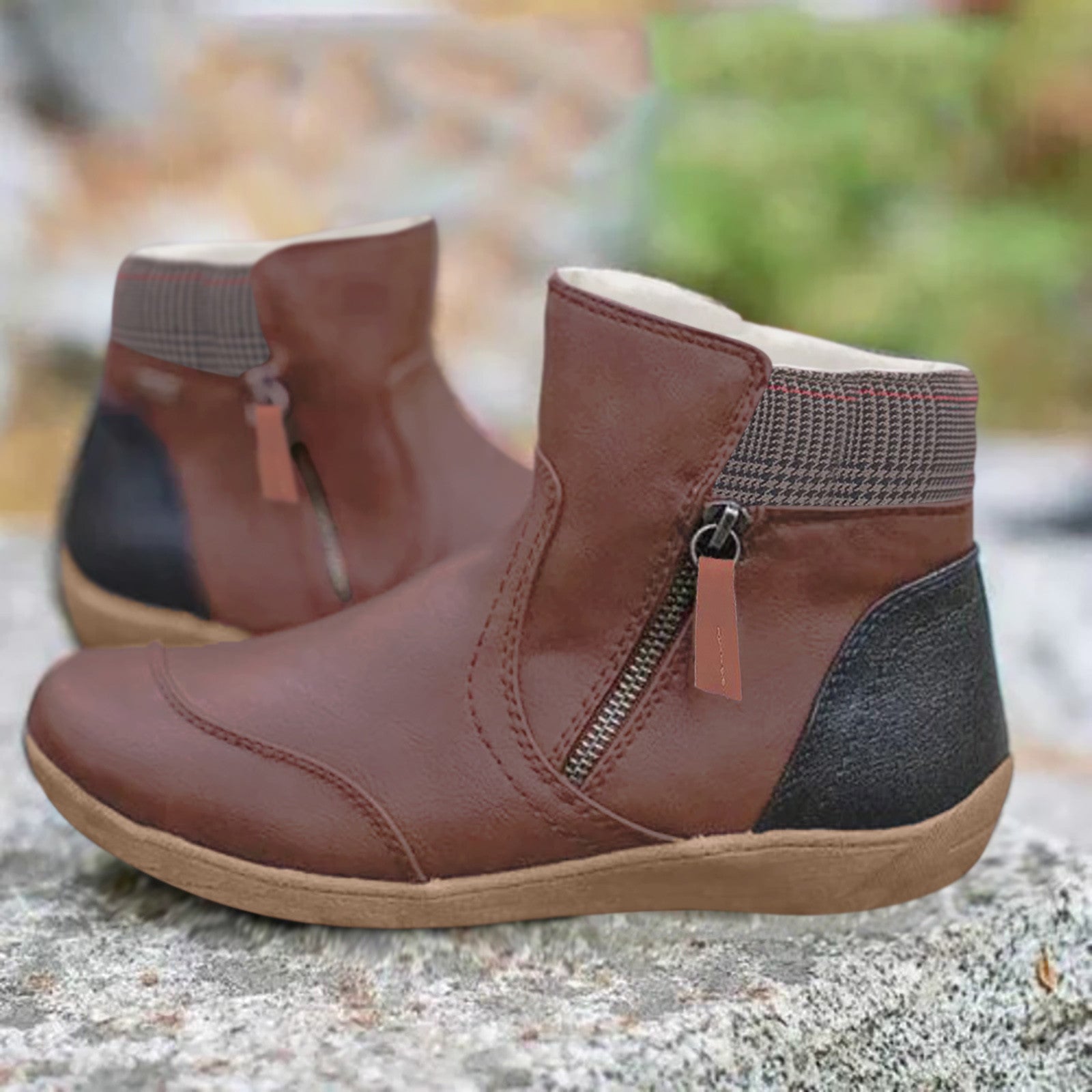 Women's Ankle Boots with Zipper and Comfortable Soft Sole