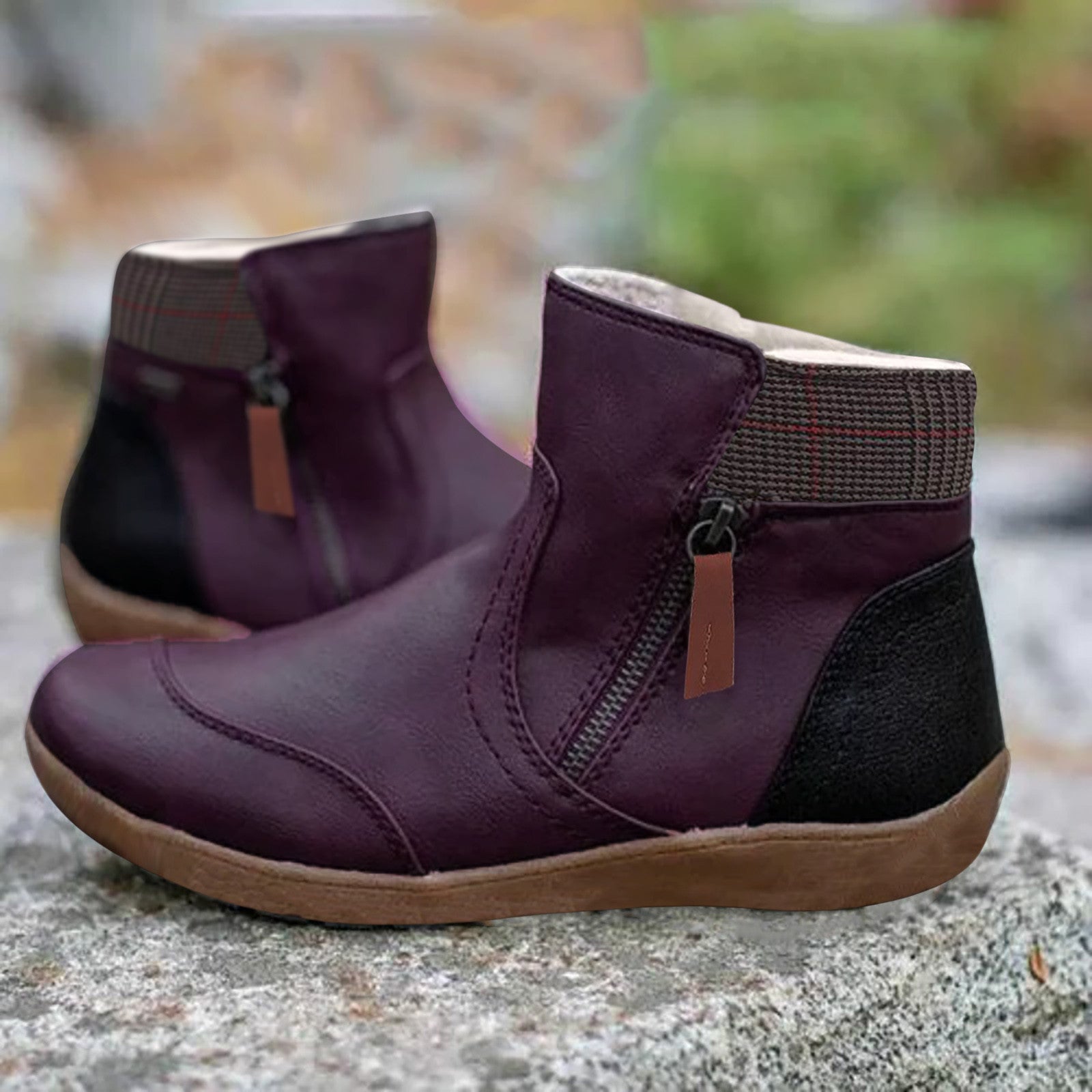 Women's Ankle Boots with Zipper and Comfortable Soft Sole