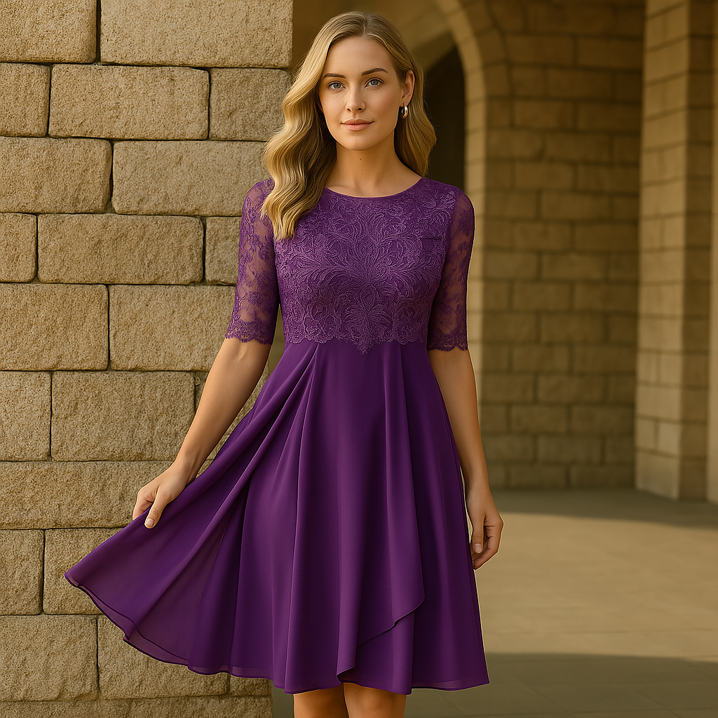 Elegant Dress With Half Sleeves For Evening Parties