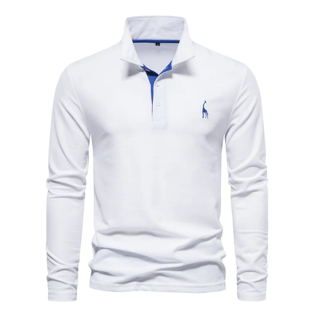 Men's Button-Neck Casual Polo Shirt