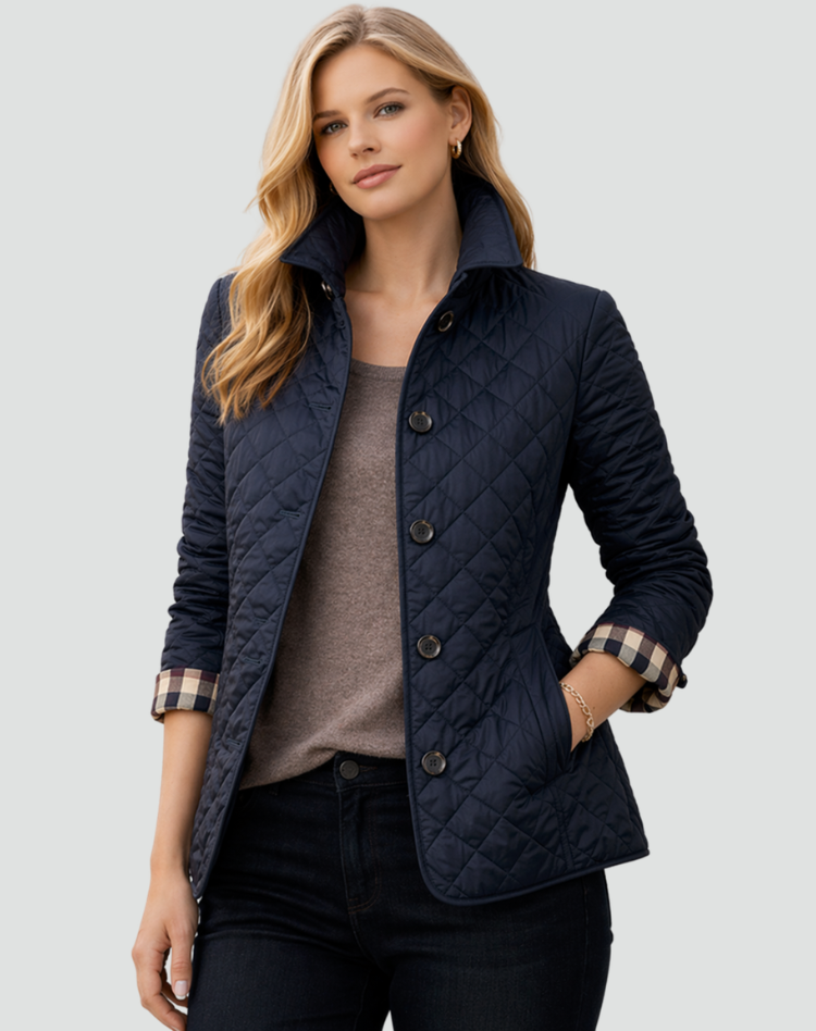 Mid-Season Jacket Ladies Regular Fit Quilted With Collar and Buttons
