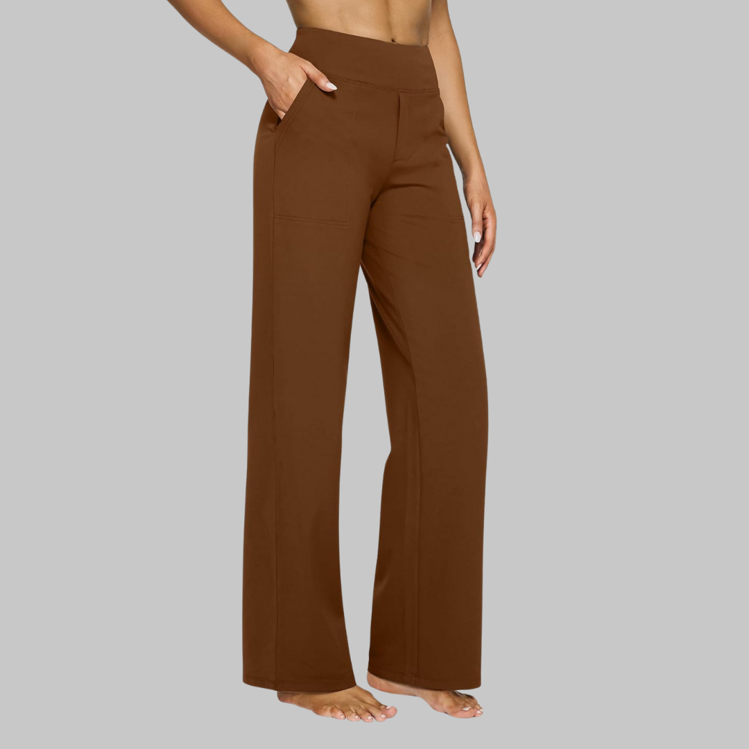 High-Waisted Women's Straight-Leg Trousers with Pockets