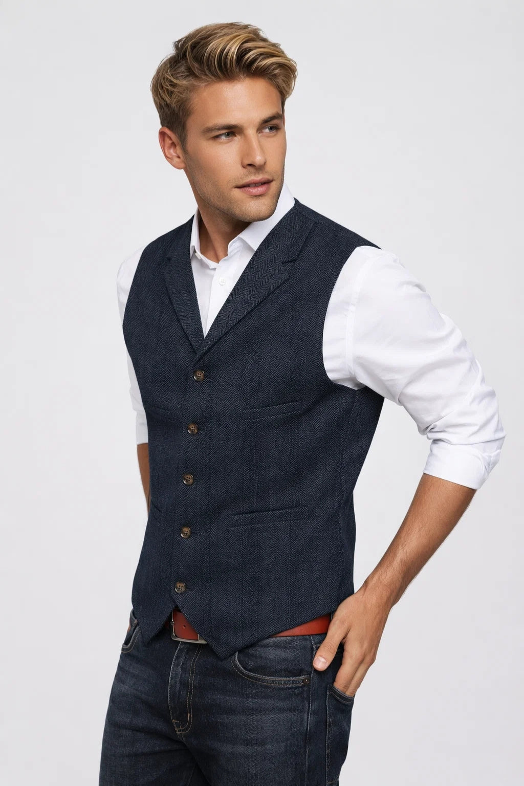 Men's Vest Slim Fit Formal Classic Button-down Lapel