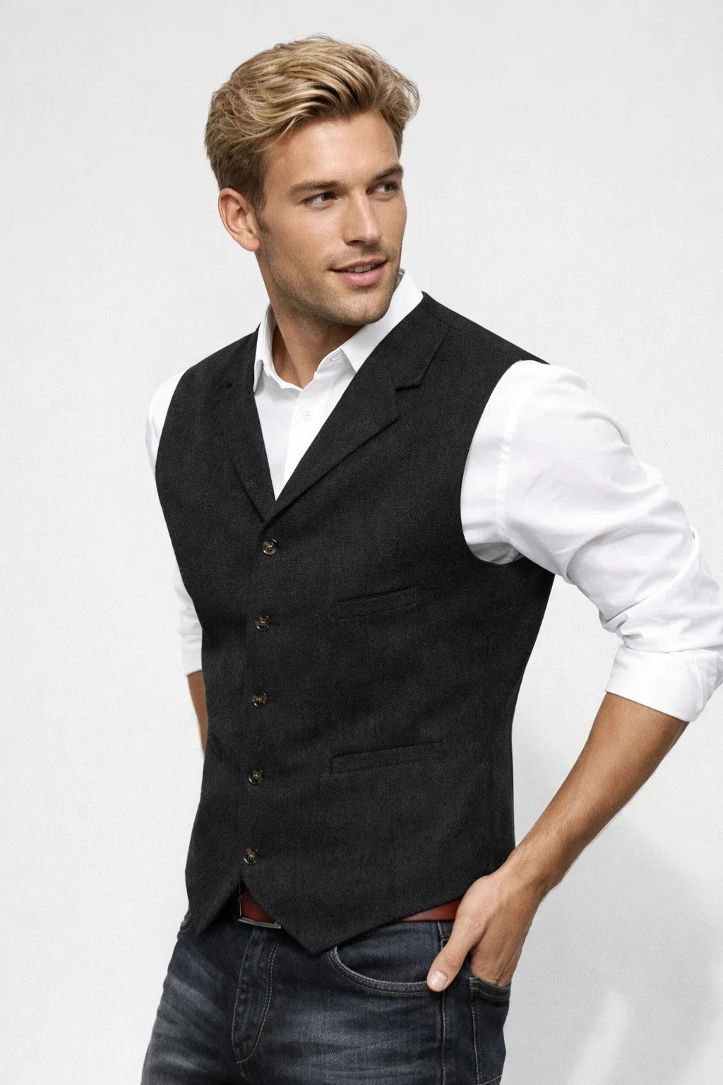 Men's Vest Slim Fit Formal Classic Button-down Lapel
