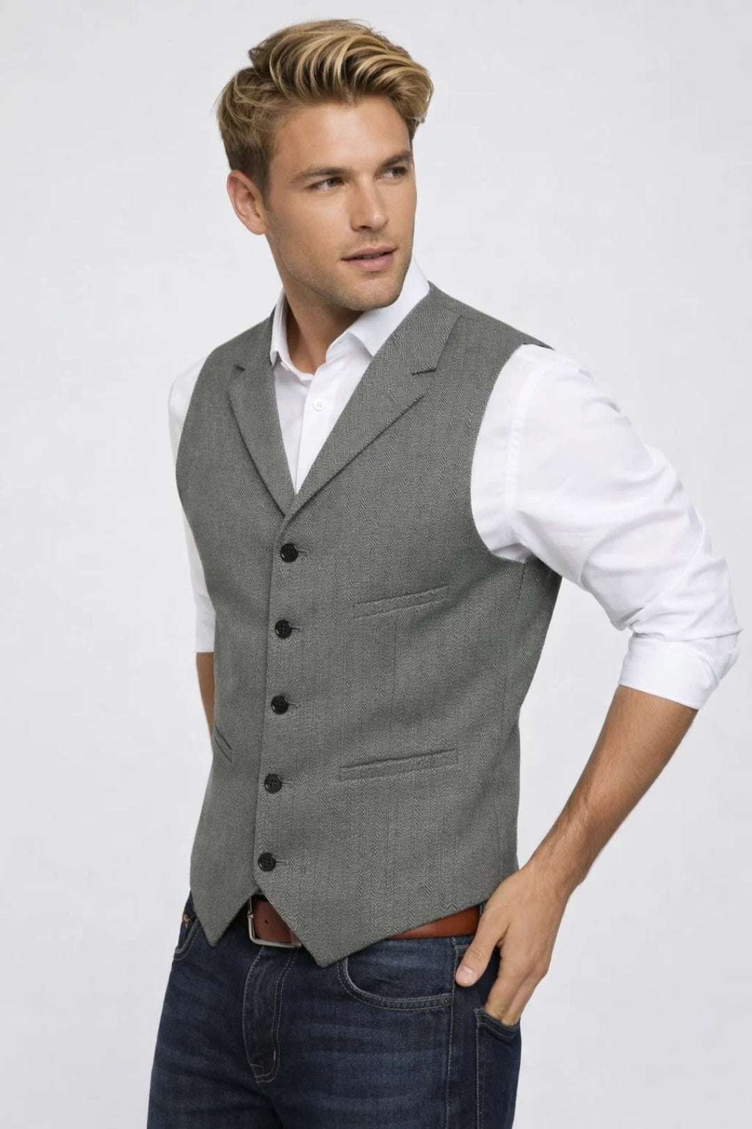 Men's Vest Slim Fit Formal Classic Button-down Lapel