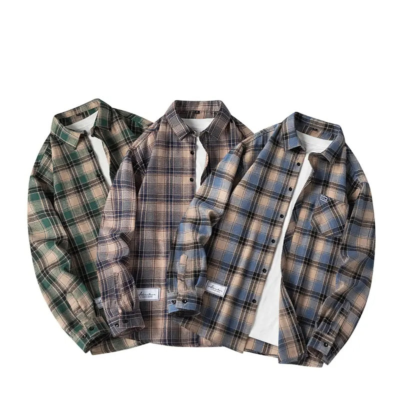 Men's Plaid Overshirt Button-Up Casual Summer