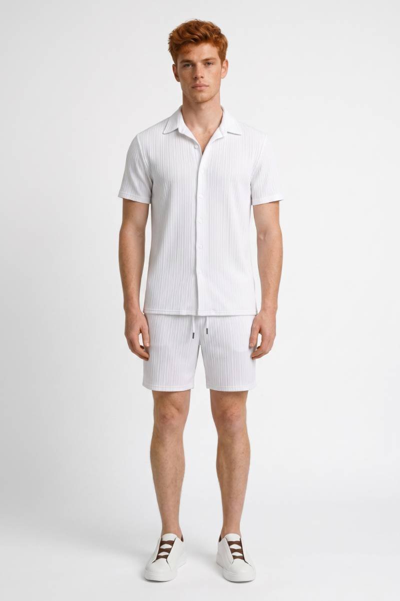 Men's Striped Regular Fit Shirt and Shorts Set