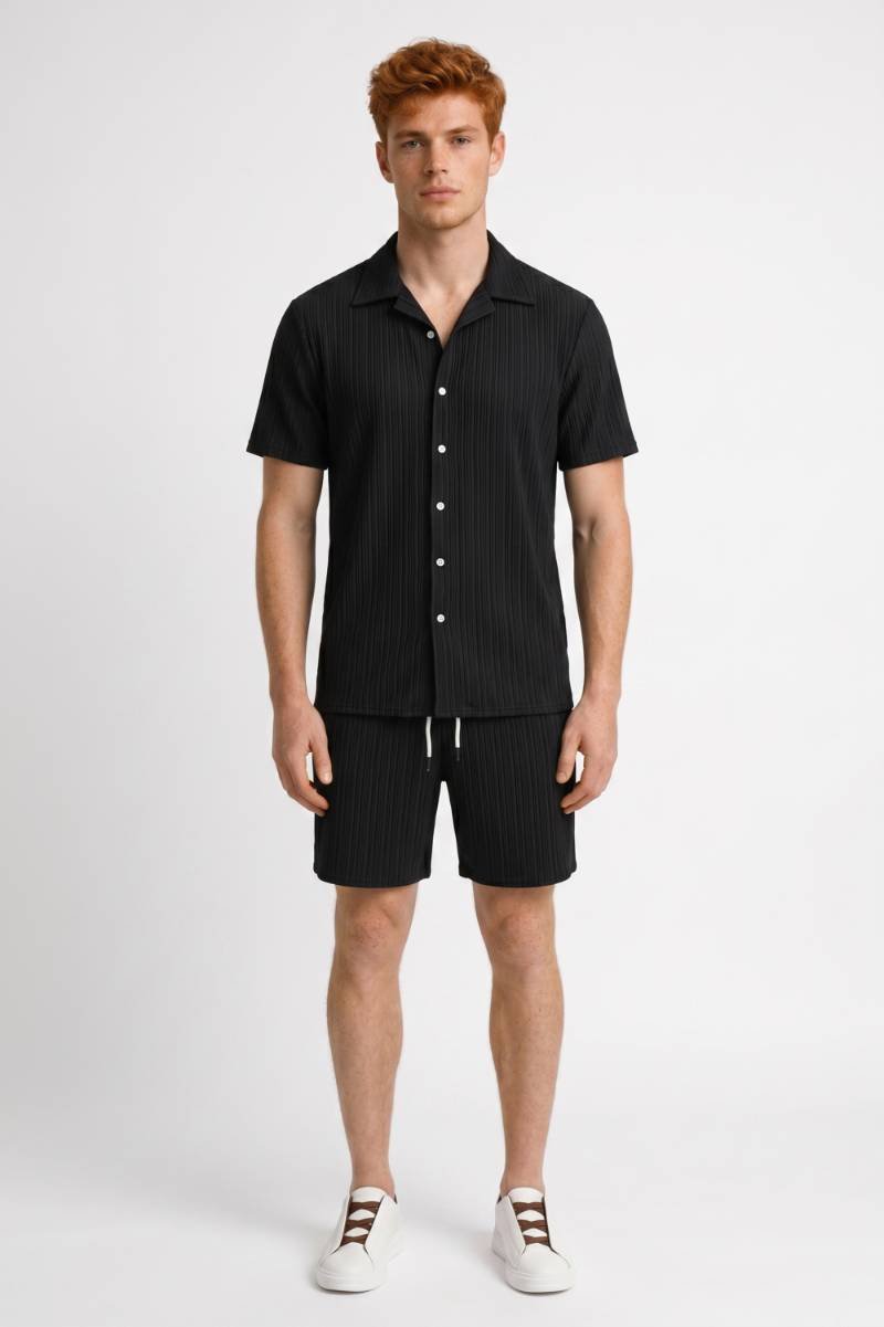 Men's Striped Regular Fit Shirt and Shorts Set