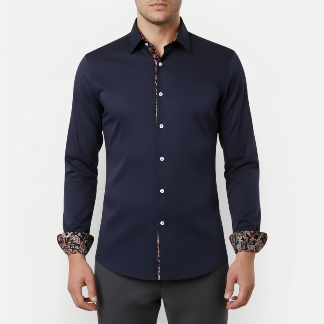 Men's Paisley Print Long Sleeve Casual Shirt