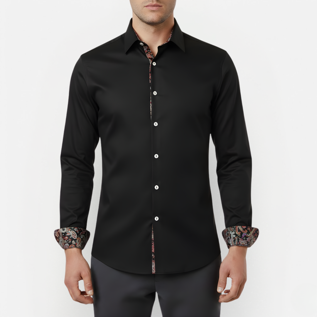 Men's Paisley Print Long Sleeve Casual Shirt