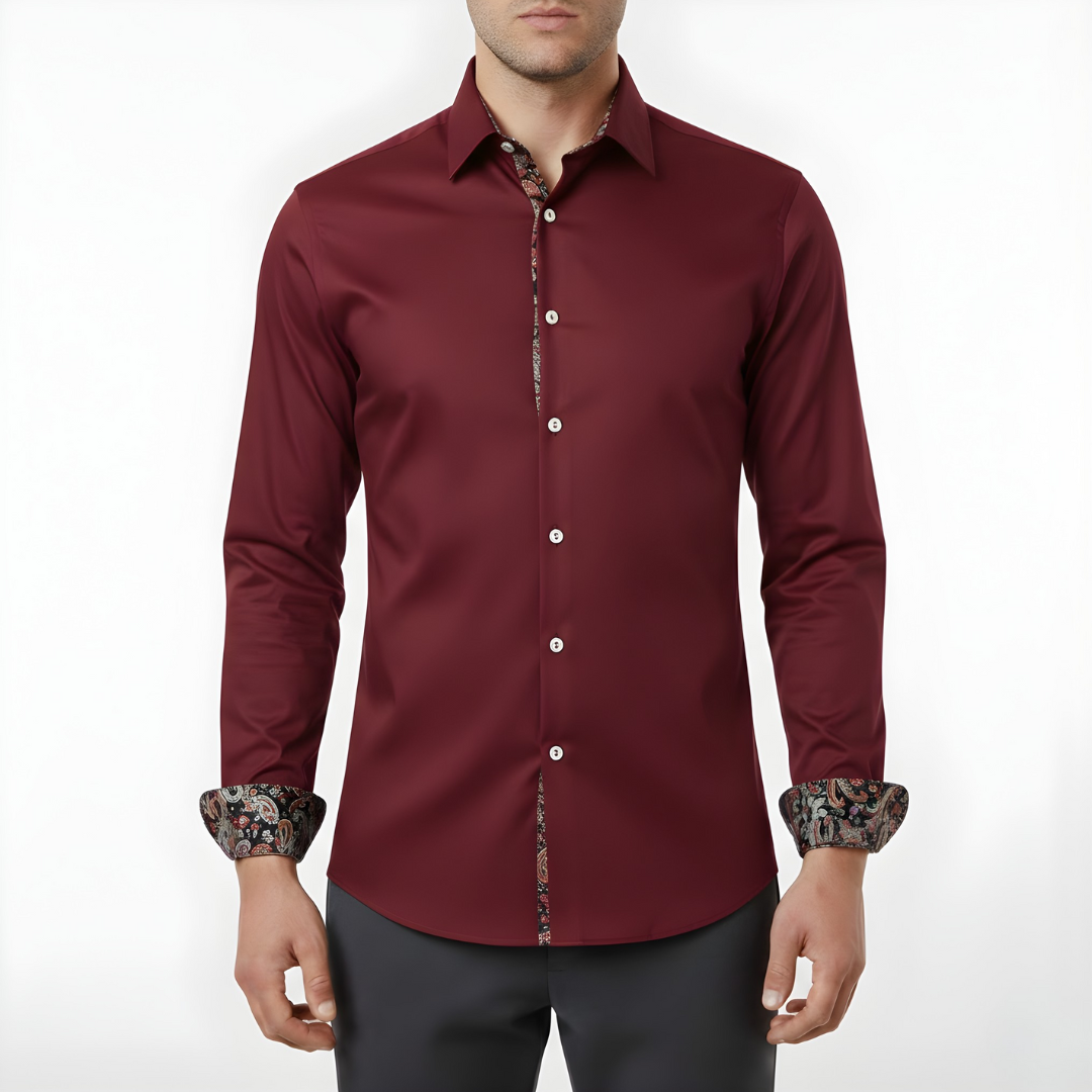 Men's Paisley Print Long Sleeve Casual Shirt