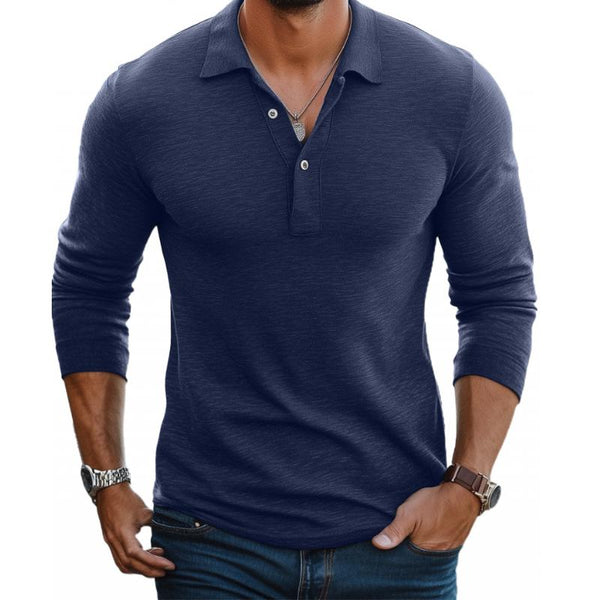 Men's Long Sleeve Polo Shirt Slim Fit Casual