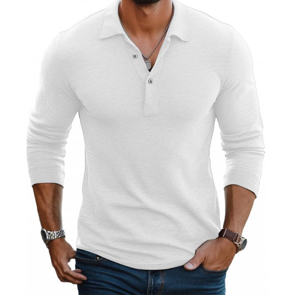 Men's Long Sleeve Polo Shirt Slim Fit Casual