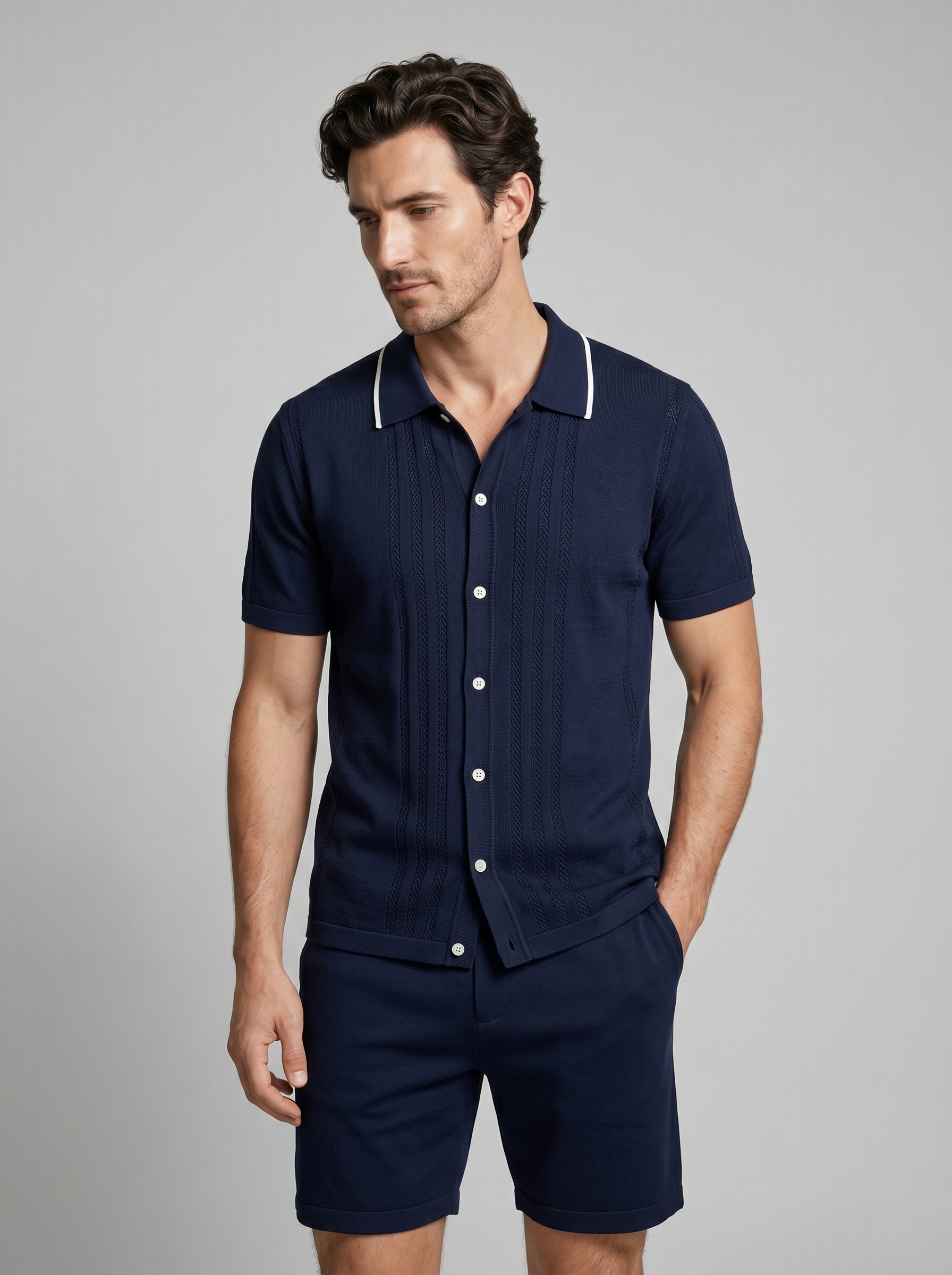 Men's Knit Two-Piece Set Elastic Waist Casual