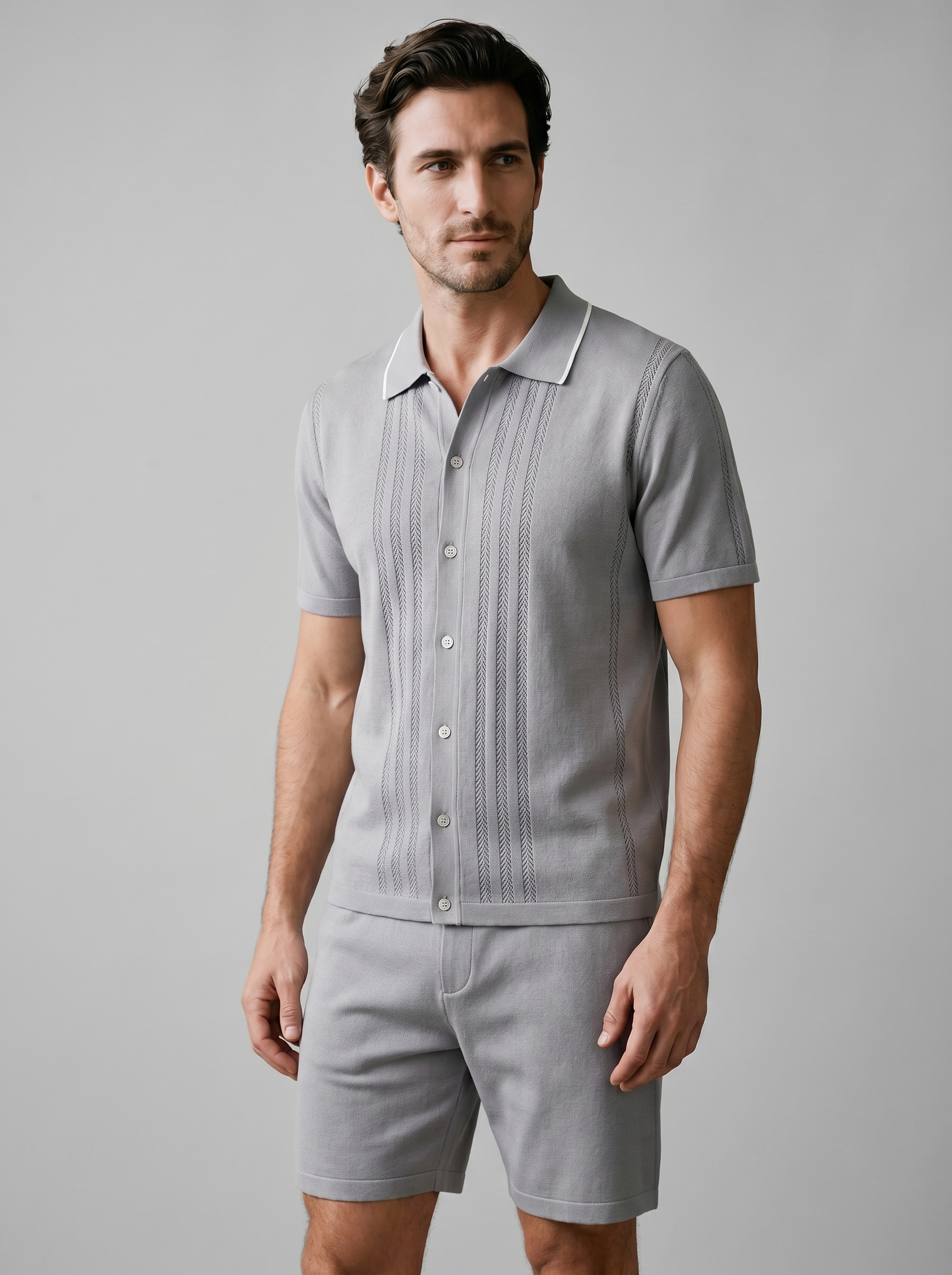 Men's Knit Two-Piece Set Elastic Waist Casual