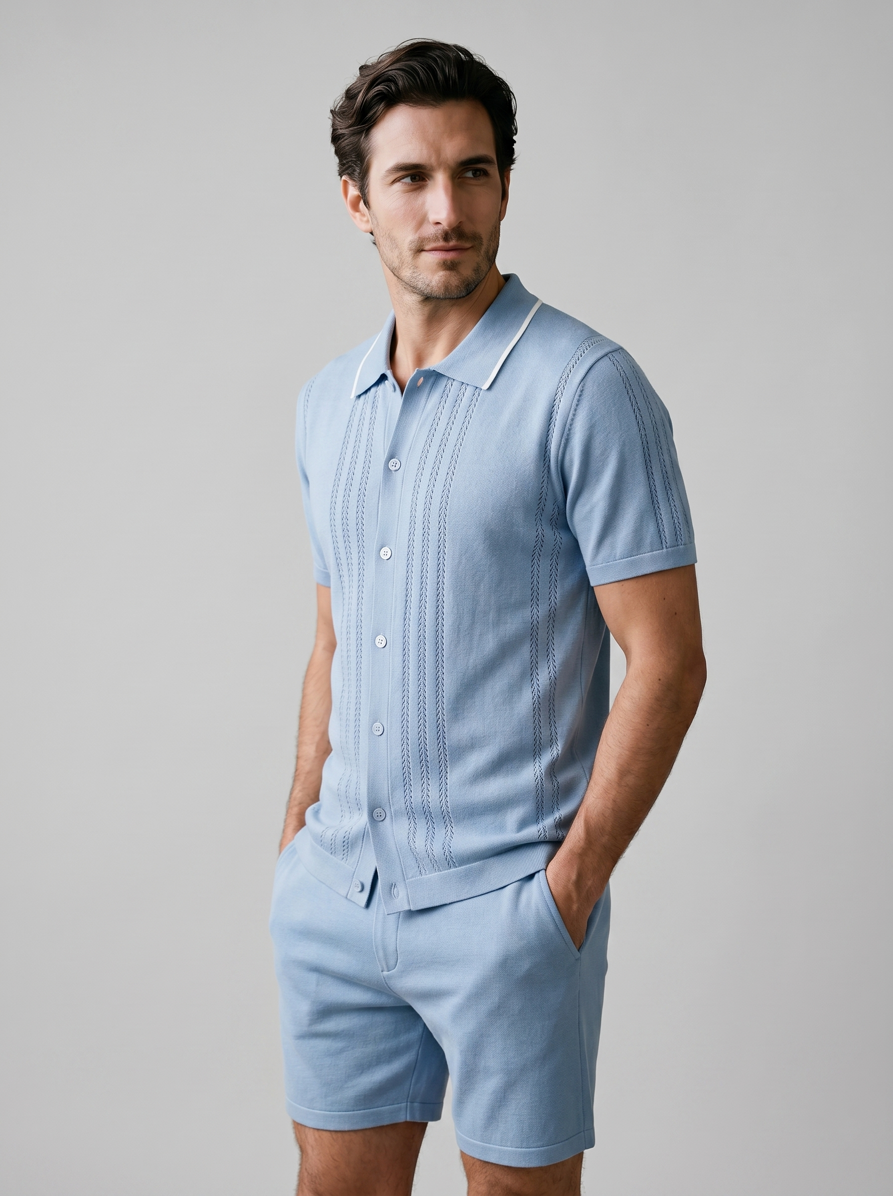 Men's Knit Two-Piece Set Elastic Waist Casual