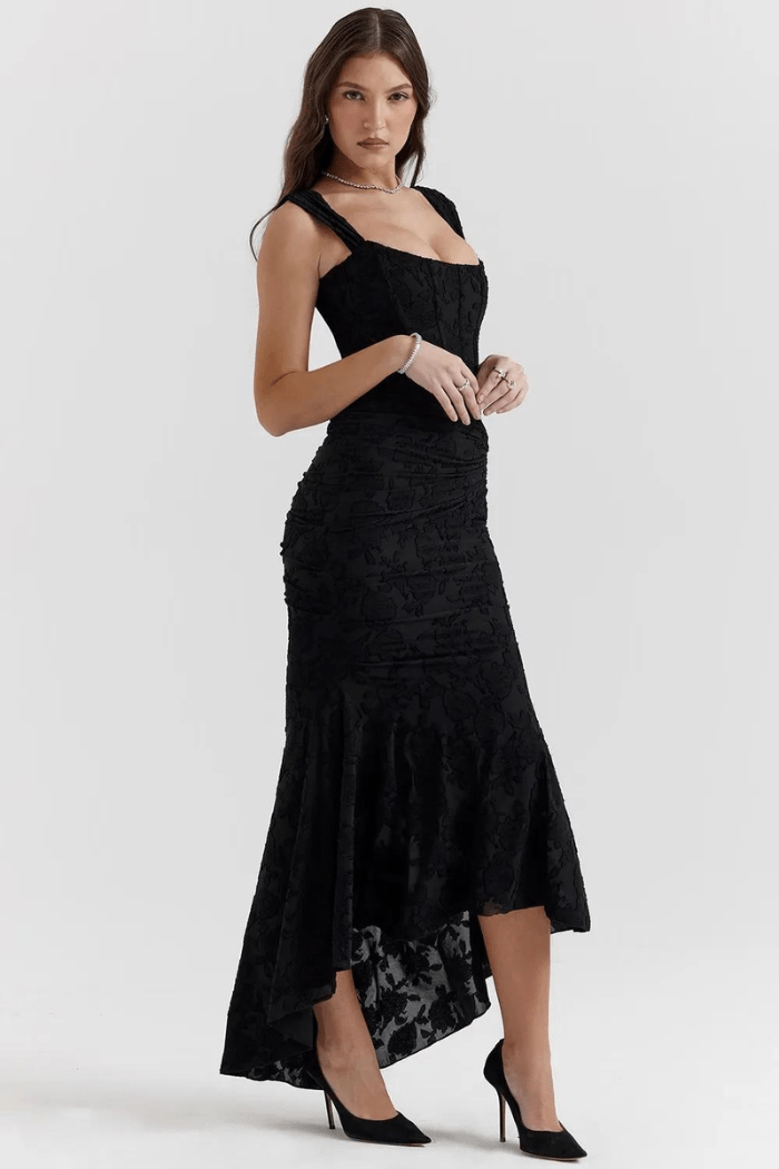 Women's Maxi Dress Round Neck Long Sleeve Casual