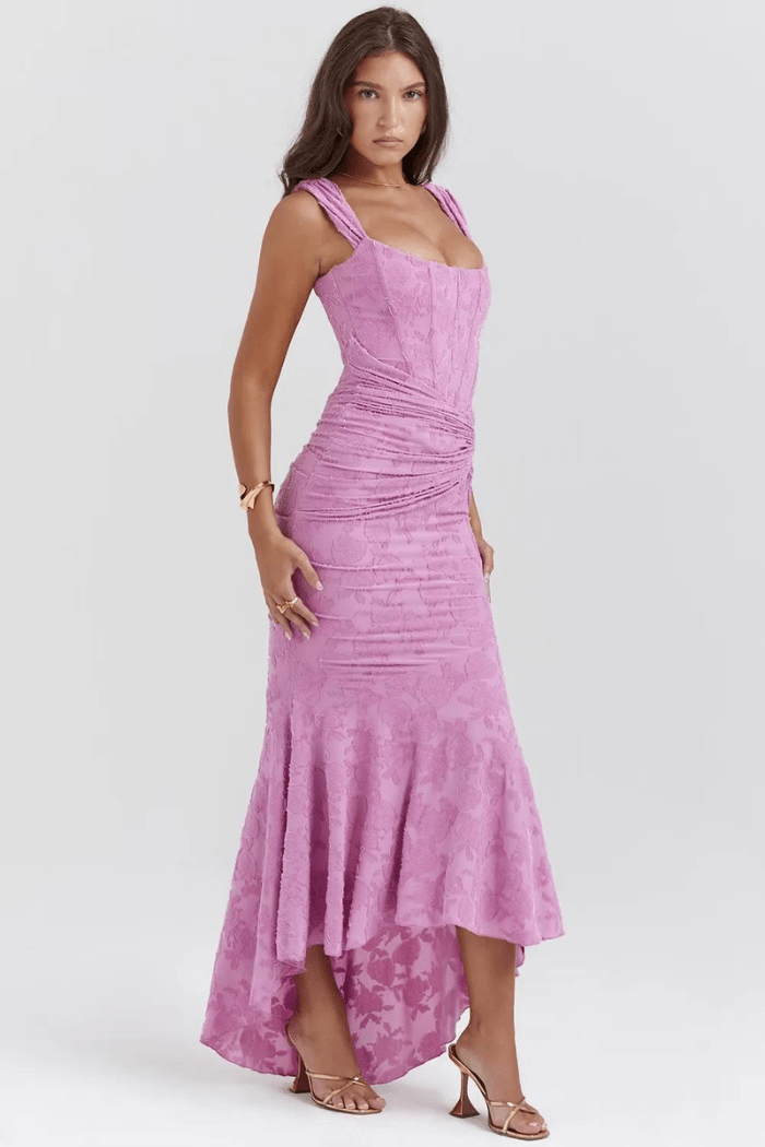 Women's Maxi Dress Round Neck Long Sleeve Casual