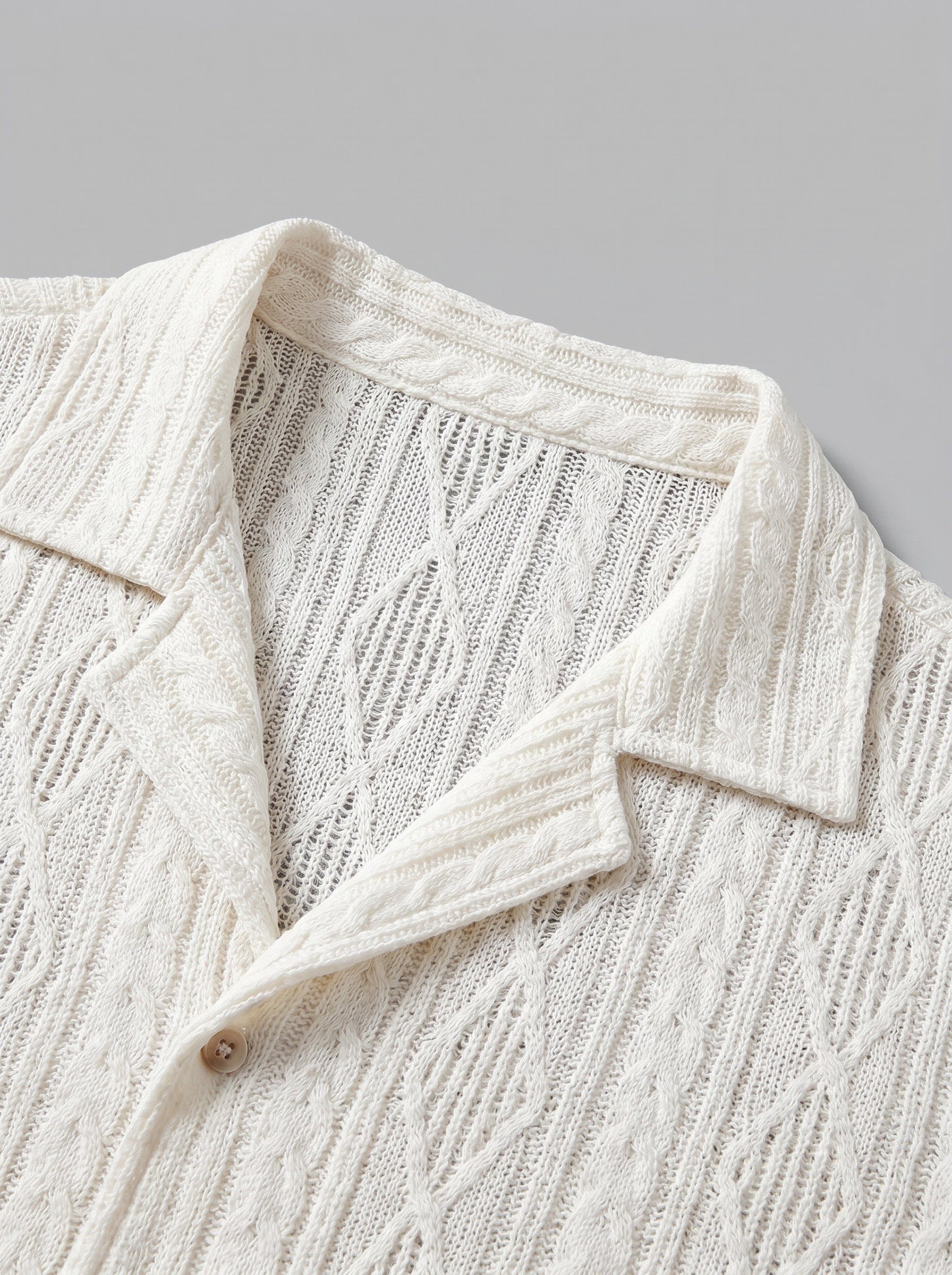 Men's Summer Casual Open-Knit Shirt and Trousers Set