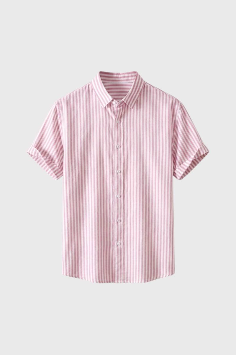 Men's Striped Short-Sleeved Button-Down Casual Business Shirt