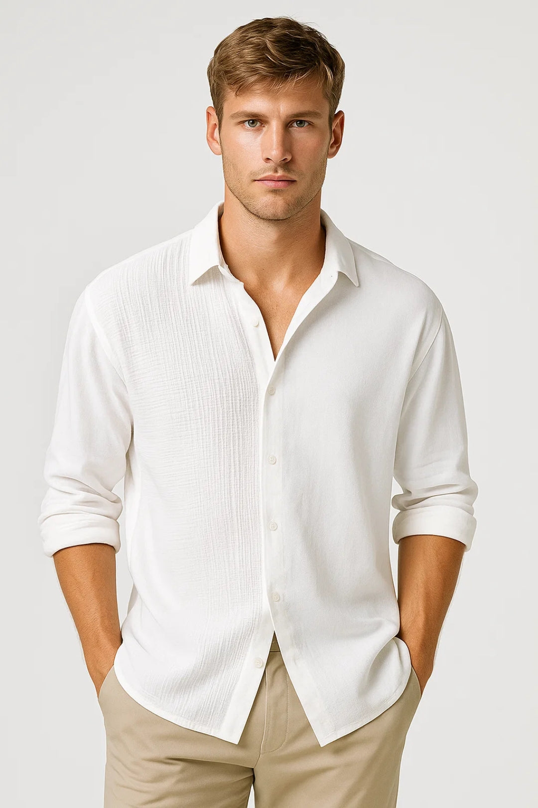 Men's Long Sleeve Shirt Regular Fit Classic Collar Summer