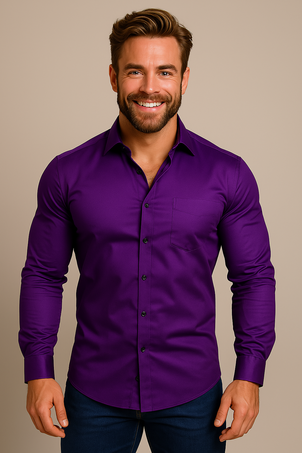Men's Long Sleeve Structured Fit Wrinkle-Free Shirt
