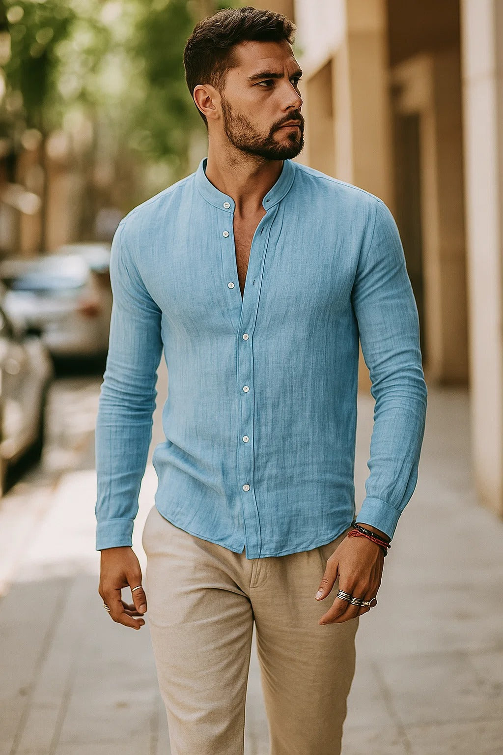 Men's Relaxed Fit Three-Quarter Sleeve Casual Summer Shirts
