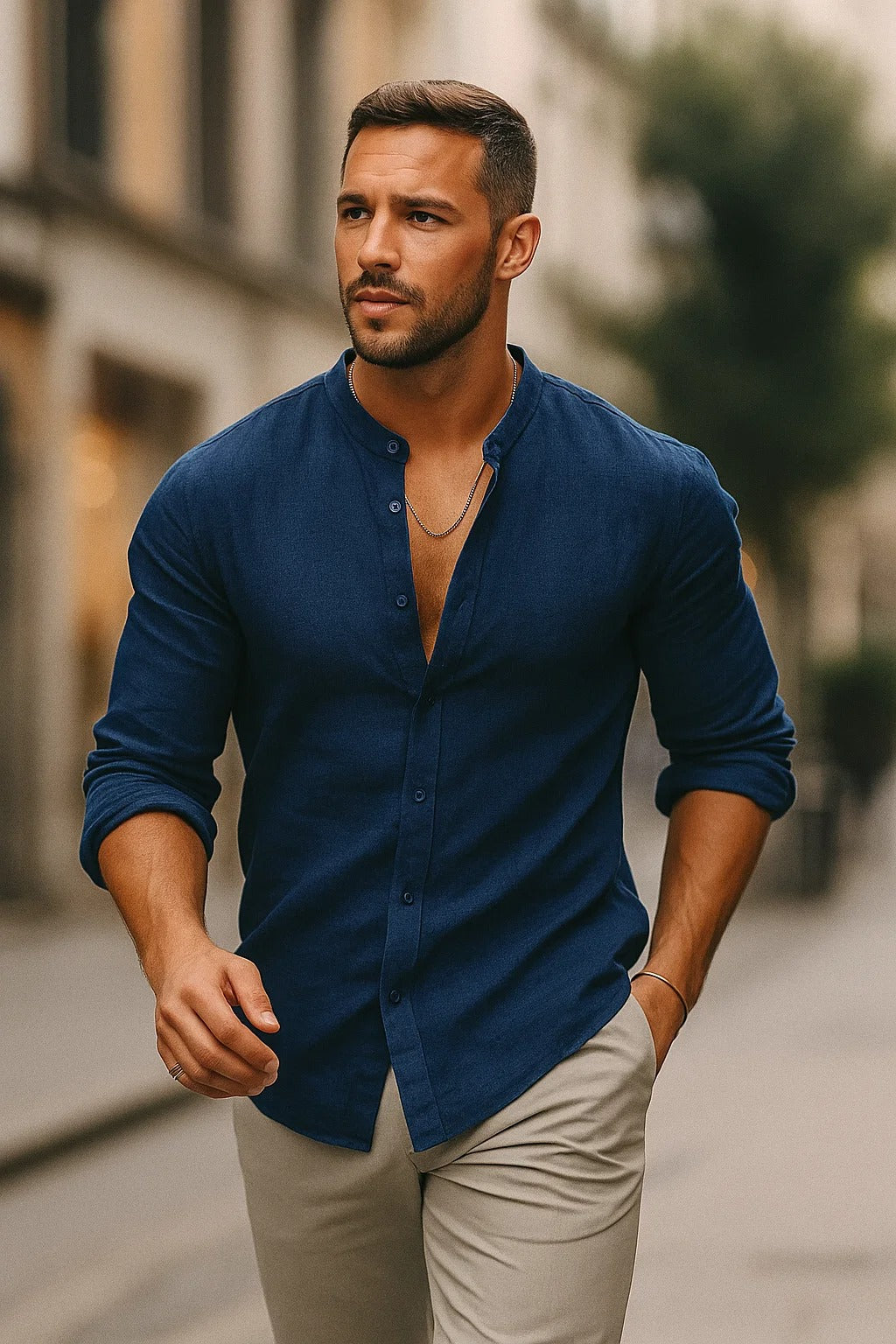 Men's Relaxed Fit Three-Quarter Sleeve Casual Summer Shirts