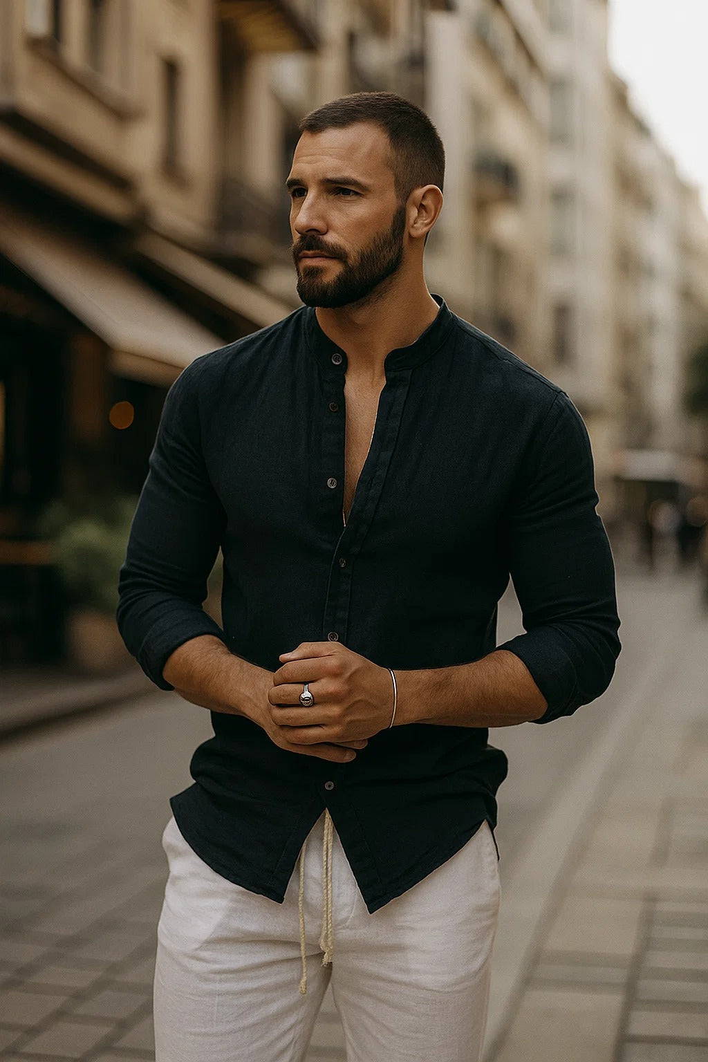 Men's Relaxed Fit Three-Quarter Sleeve Casual Summer Shirts