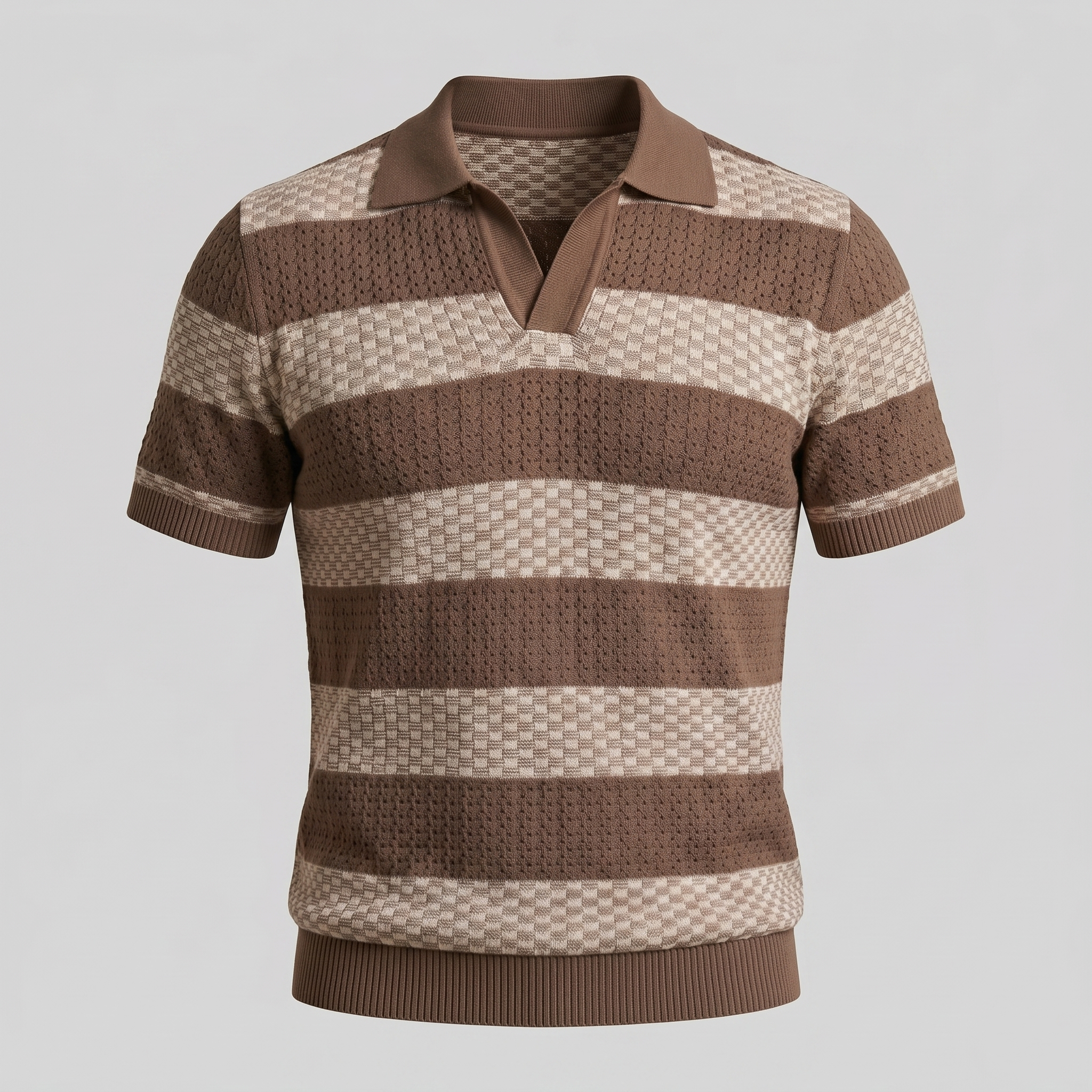 Men's Long Sleeve Striped Polo Smart Casual