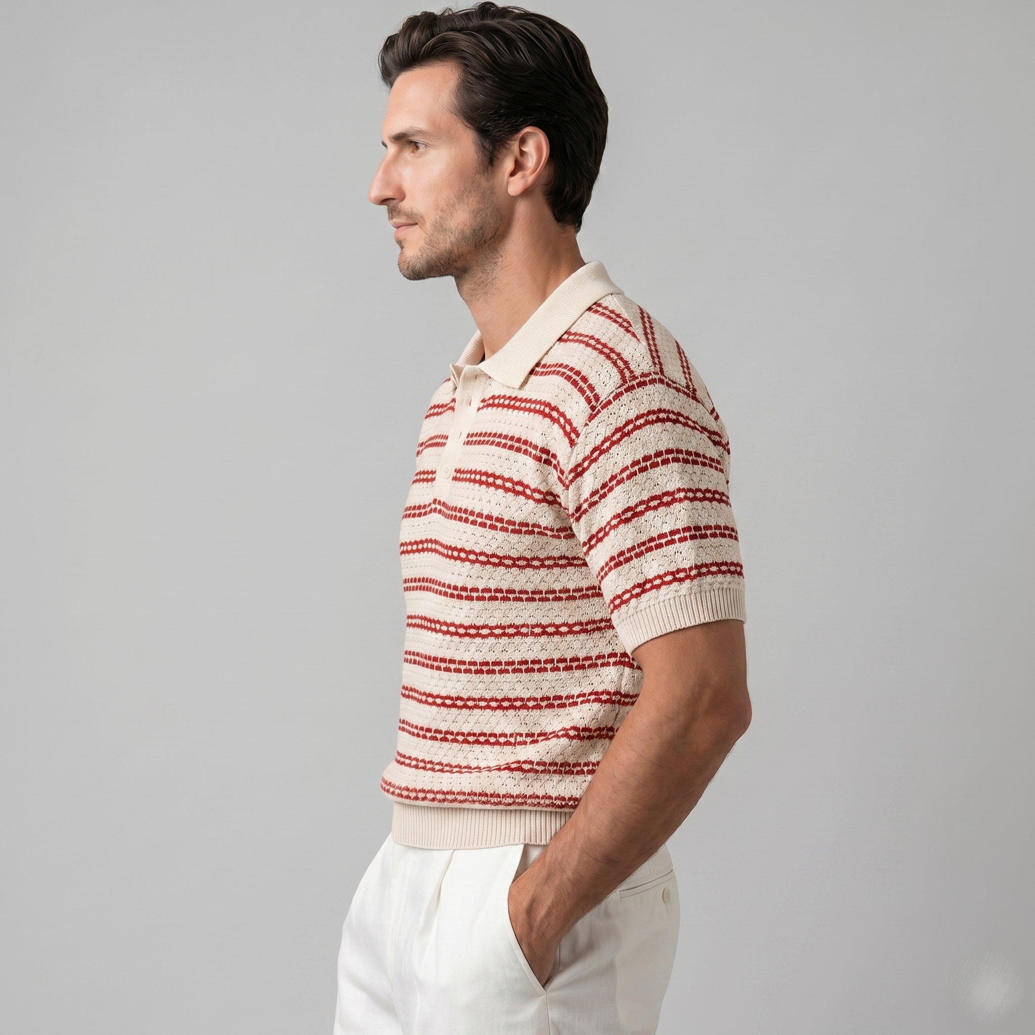 Men's Striped Tailored Fit Casual Polo Shirt
