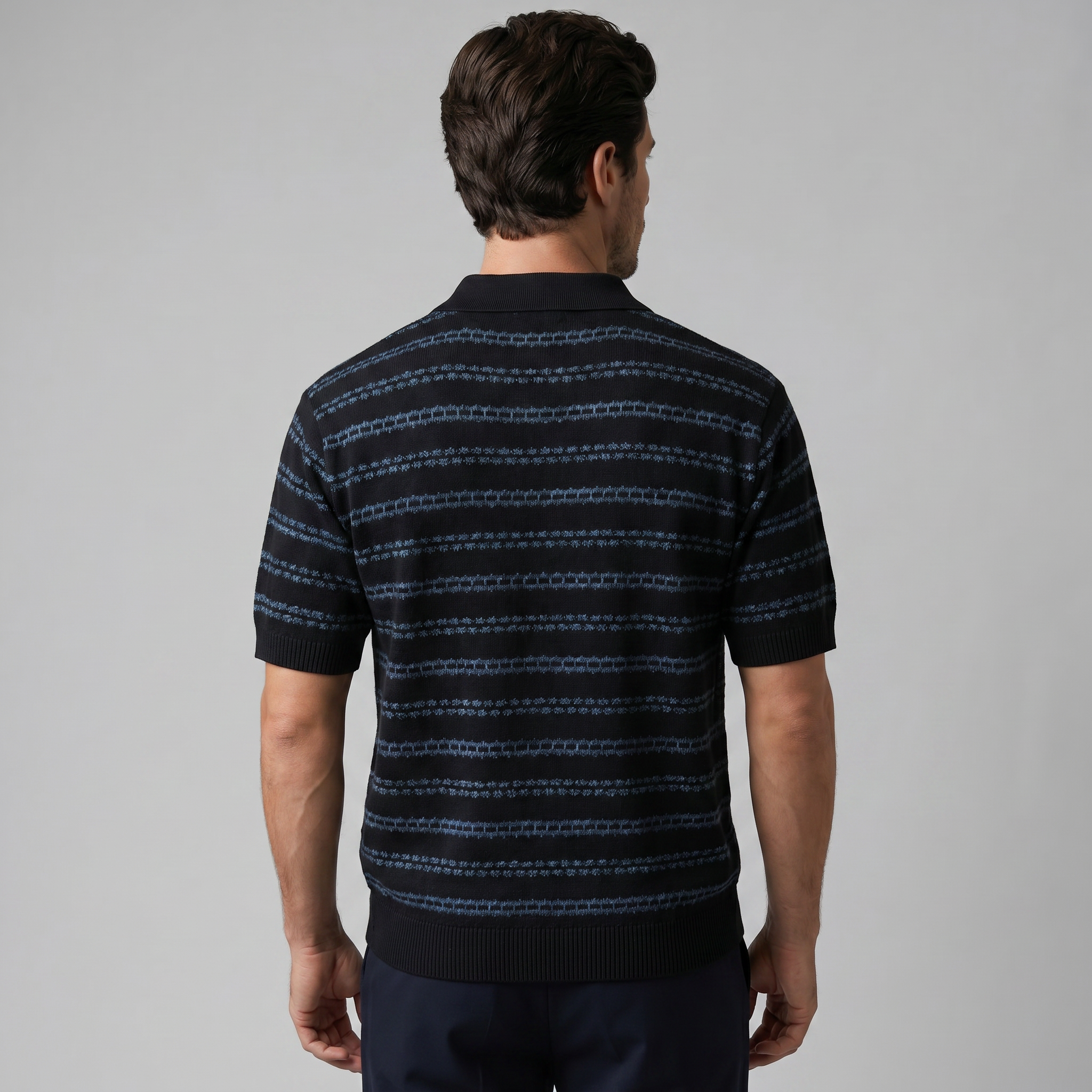 Men's Striped Tailored Fit Casual Polo Shirt