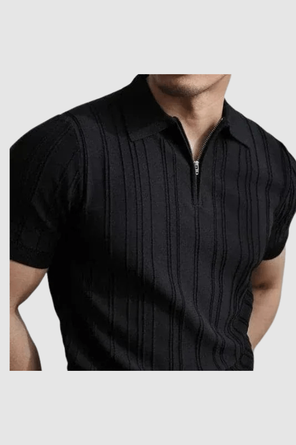 Men's Muscle Fit V-Neck Breathable Casual Polo Shirt