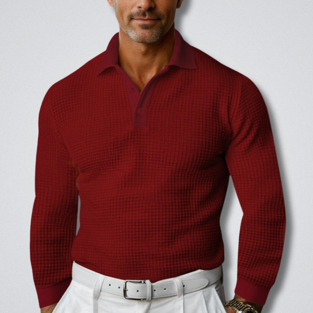 Men's Long-Sleeved Polo Shirt Classic Collar