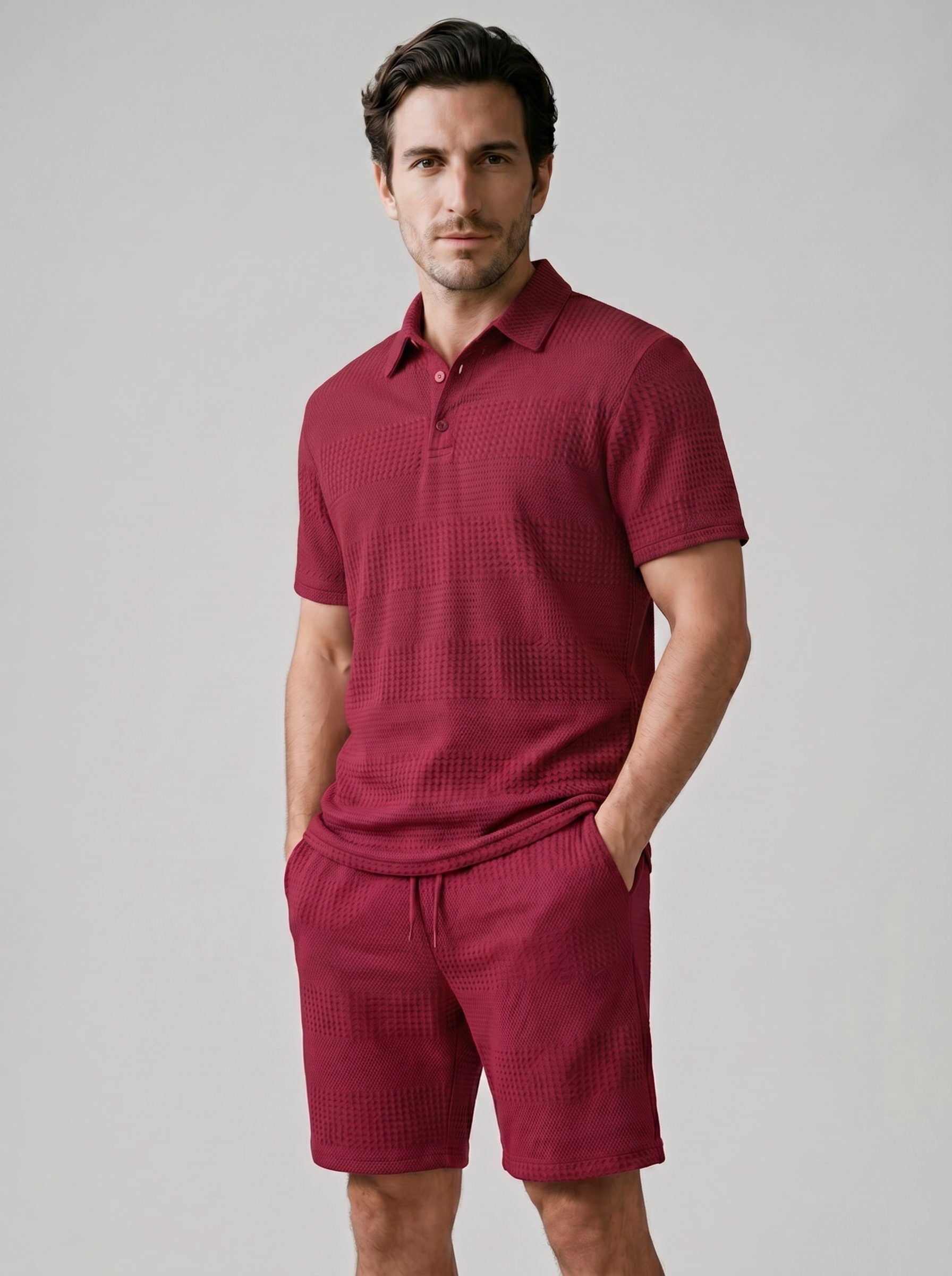 Men's Casual Summer Polo Shirt and Shorts Set