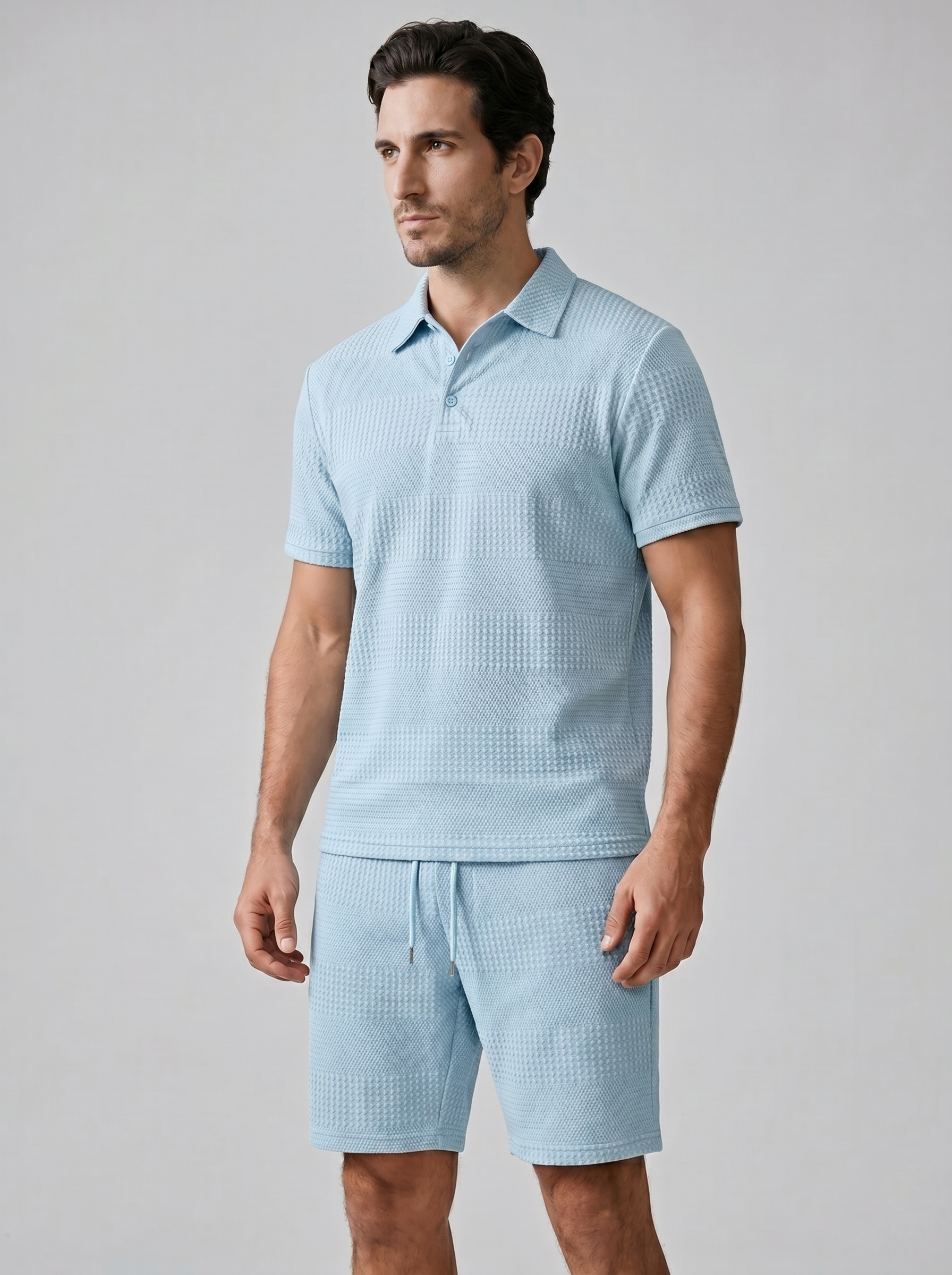 Men's Casual Summer Polo Shirt and Shorts Set