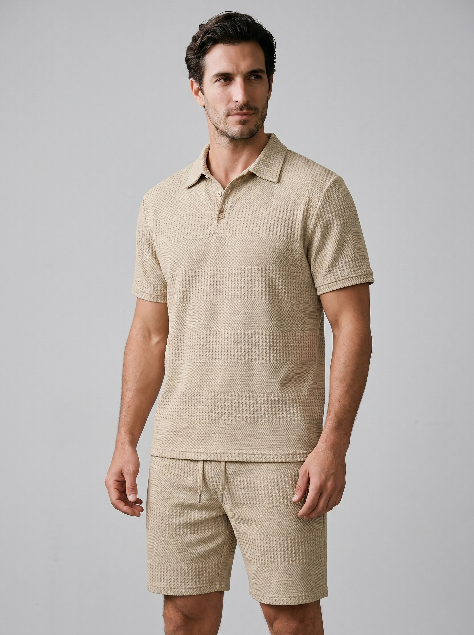 Men's Casual Summer Polo Shirt and Shorts Set