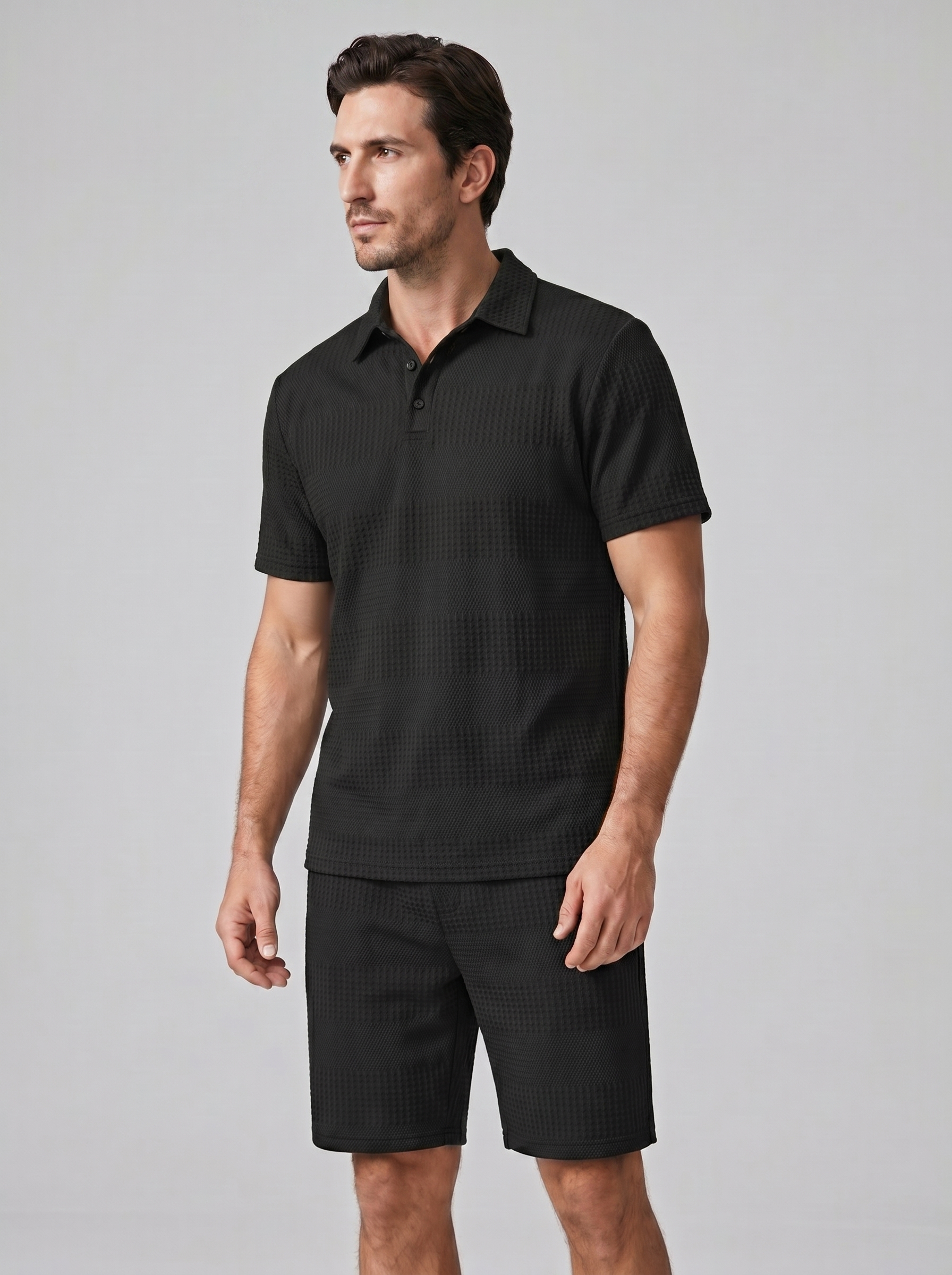 Men's Casual Summer Polo Shirt and Shorts Set