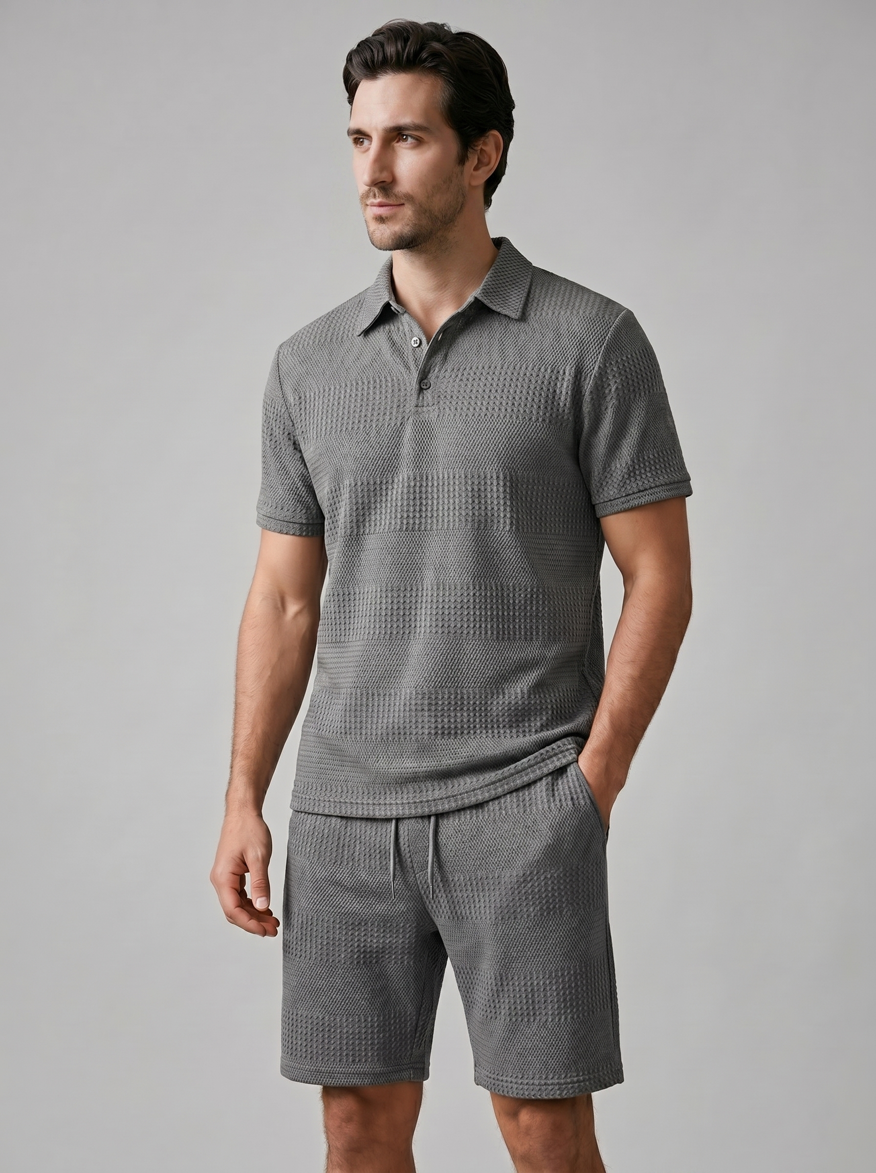 Men's Casual Summer Polo Shirt and Shorts Set