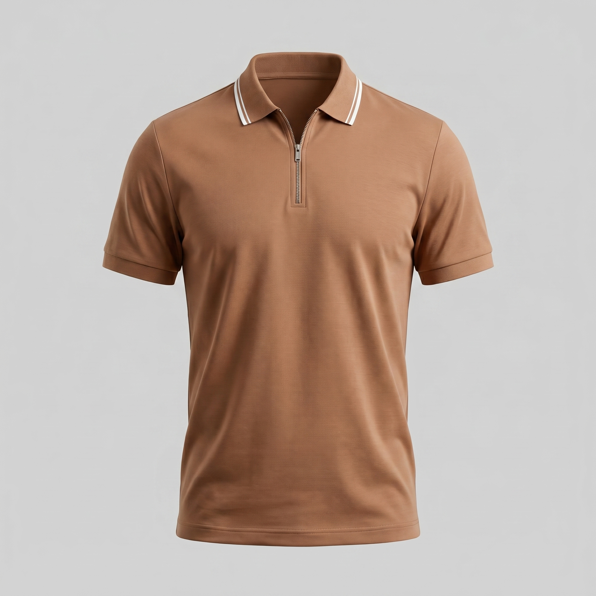 Men's Short Sleeve Polo Shirt Zipper Casual