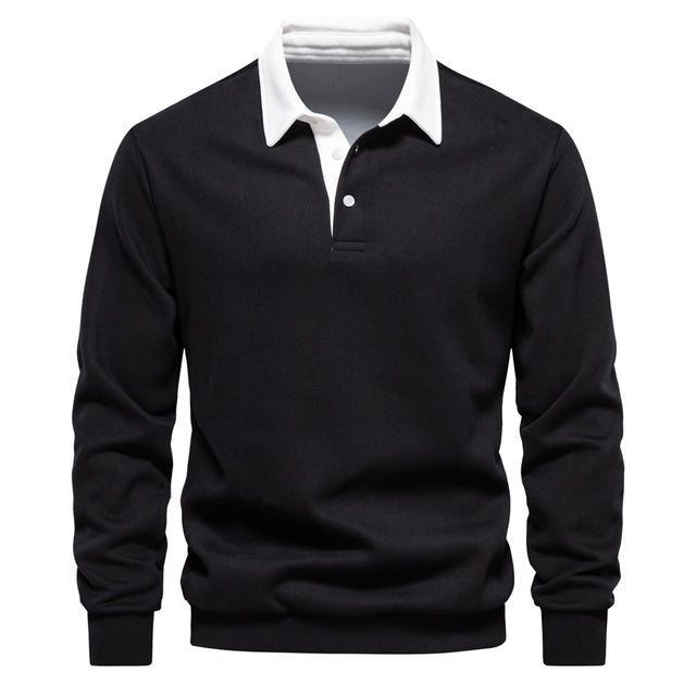 Men's Long Sleeve Polo Shirt Slim Fit Casual