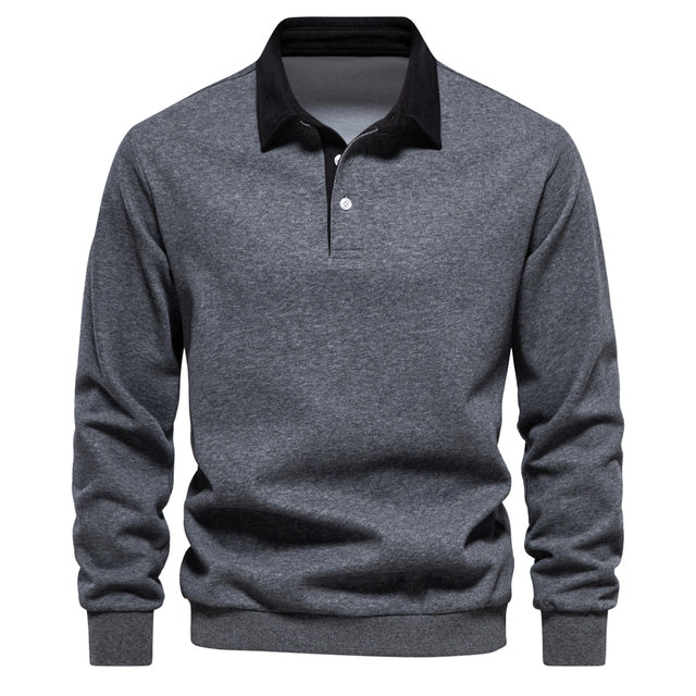 Men's Long Sleeve Polo Shirt Slim Fit Casual