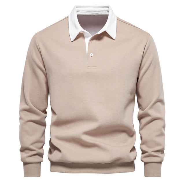 Men's Long Sleeve Polo Shirt Slim Fit Casual